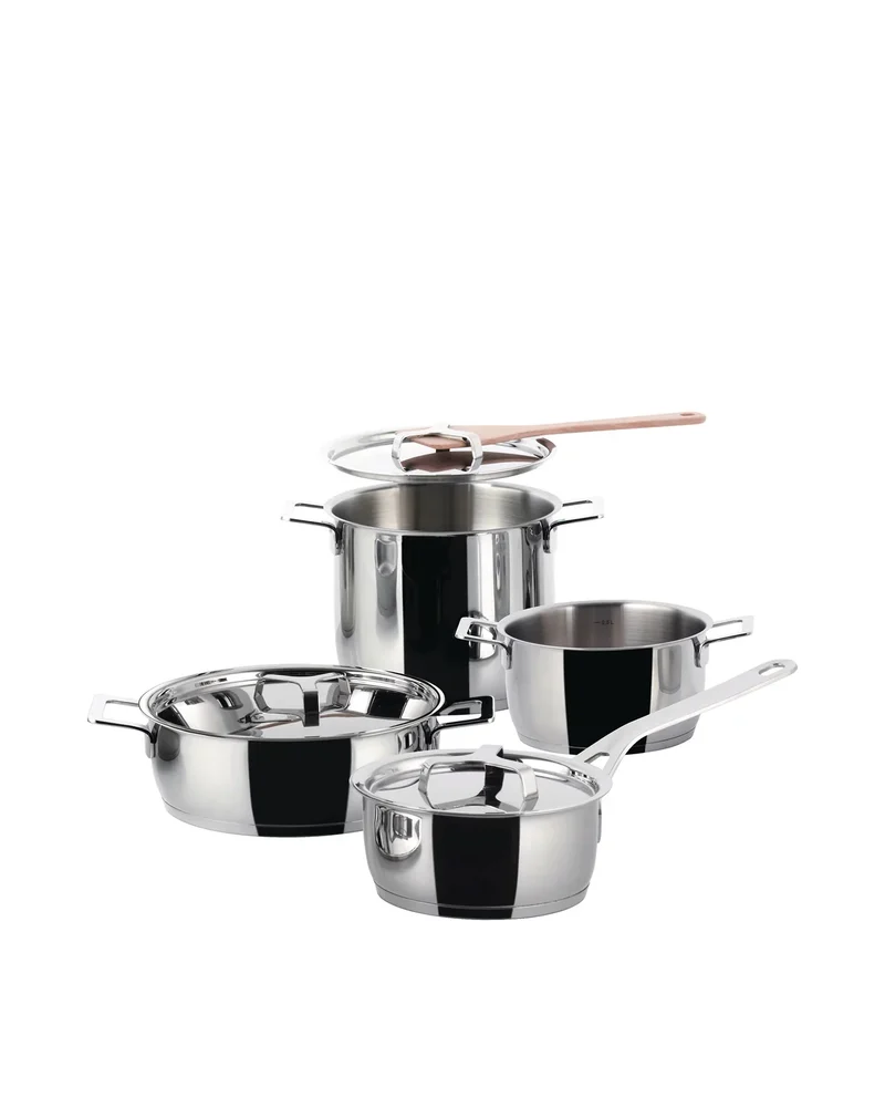 Alessi Pots & Pans Set 7 pentole con coperchio, Acciaio inossidabile