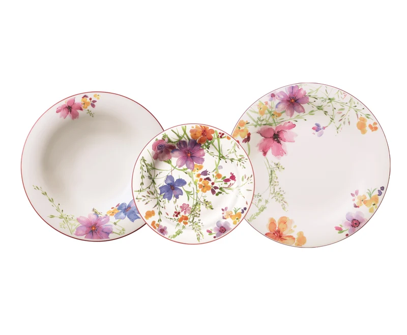 Villeroy & Boch Mariefleur Basic set 18 piatti per 6 persone, composto da: 6 piatti piani, 6 piatti fondi, 6 piatti dessert