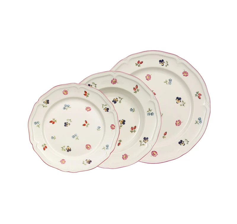 Villeroy & Boch Petite Fleur set 18 pezzi per 6 persone, composto da: 6 piatti piani, 6 piatti fondi, 6 piatti dessert