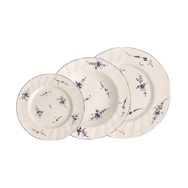Villeroy & Boch Vieux Luxembourg set 18 pezzi per 6 persone, composto da: 6 piatti piani, 6 piatti fondi, 6 piatti dessert