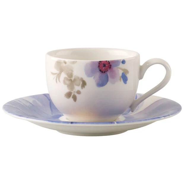 Villeroy & Boch Mariefleur Gris Basic tazza espresso/moka con piattino, set 6 pezzi