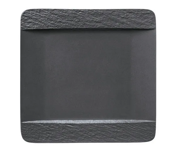 Villeroy & Boch Manufacture Rock Set 6 piatti piani quadrati, nero/grigio, 28 x 28 x 2 cm