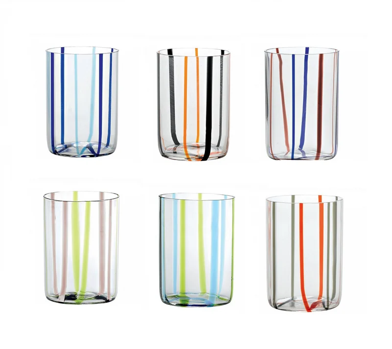 Zafferano Tirache Set 6 Bicchieri in vetro Tirache colori assortiti