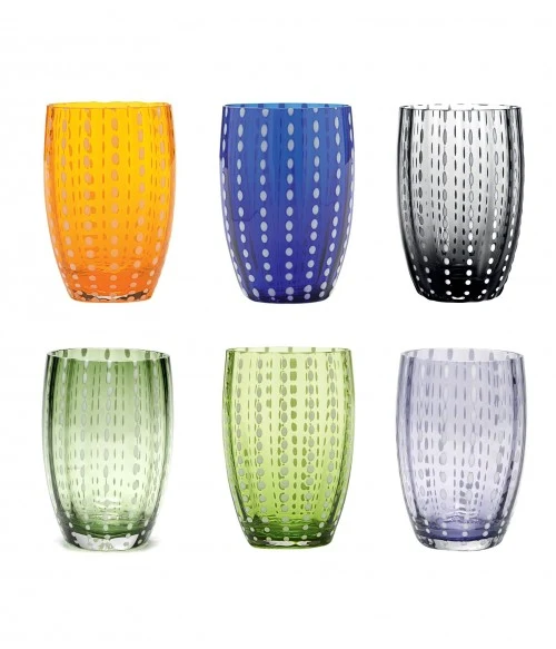 Zafferano Perle Set 6 Bicchieri in vetro Colori Assortiti