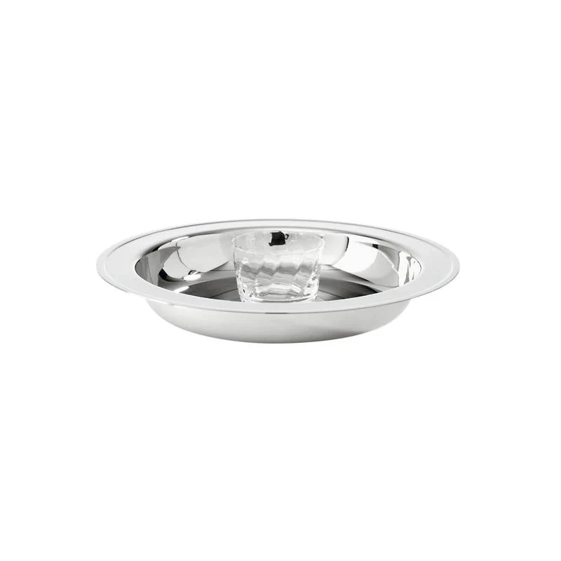 Sambonet Elite Piatto Ostriche con cristallo Acciaio Inox cm 31