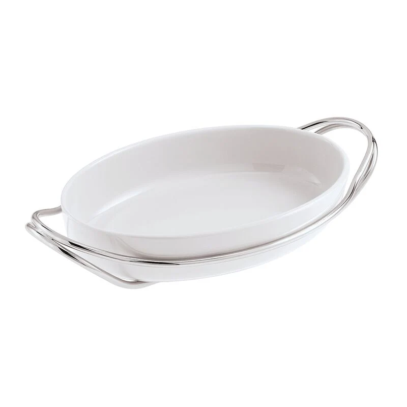 Sambonet New Living Pirofila ovale cm 44 con supporto acciaio inox Lucido